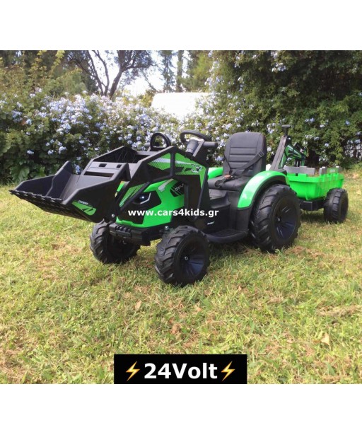 24Volt Tractor Green with Trailer